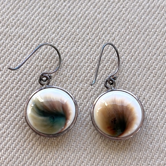 Silver and Seashell Earrings - Picture 2 of 4